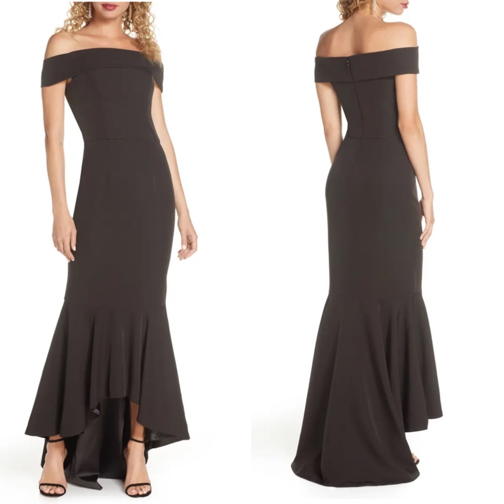 Chi Chi London Off the Shoulder High/Low Gown